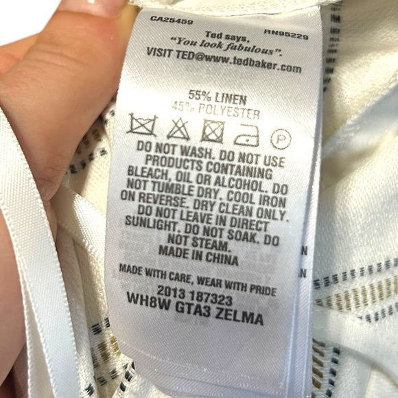 Ted Baker Linen Zelma cropped striped vneck linen blend jumpsuit US 6 EUC - Picture 10 of 10